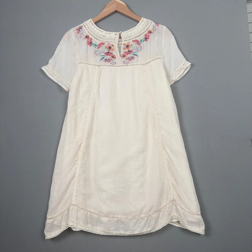 Umgee Ivory Embroidered Boho‎ Dress S Cottagecore Floral Lace Gauze